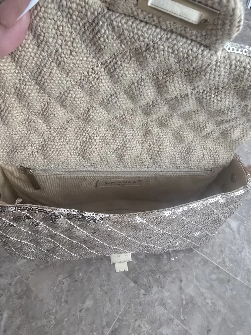 CHANEL Gold Sequined Quilted Flap Bag - Picture 8 of 8